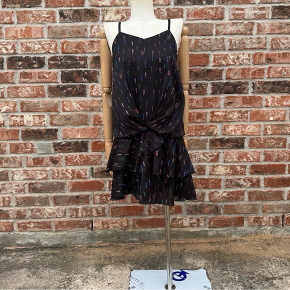 SOLD ELSEWHERE Farm Rio black patterned ruffled dress / S - Picture 10 of 16